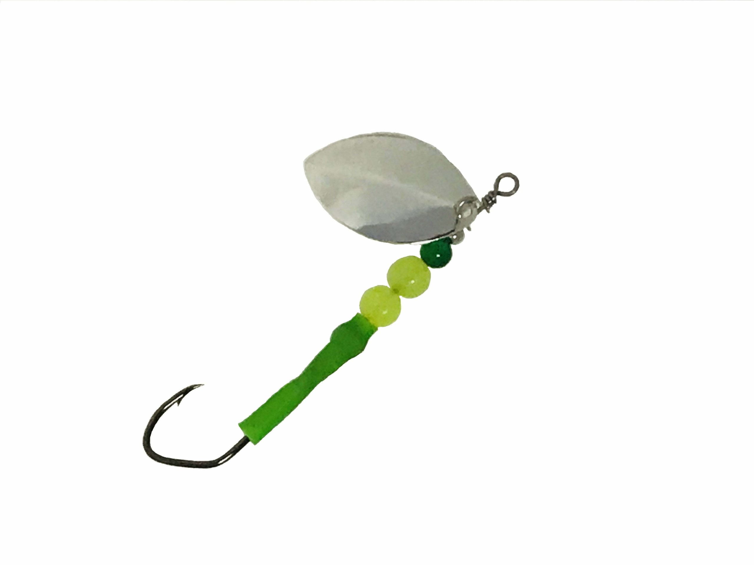 4 Silver Lacquered Olympic Neon Green Gen One Dirty Troll Elite Salmon,  Trout and Steelhead Trolling Spinner - Stone Cold Fishing Beads