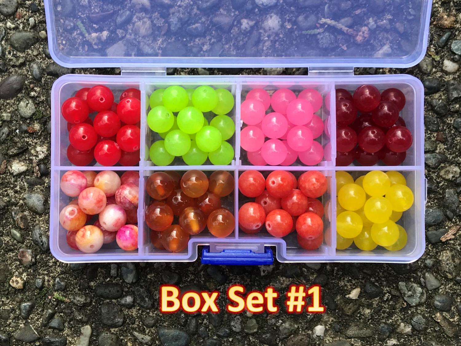 8 Color - 120 Count - 10mm Fishing Bead Combo Box Sets - Stone