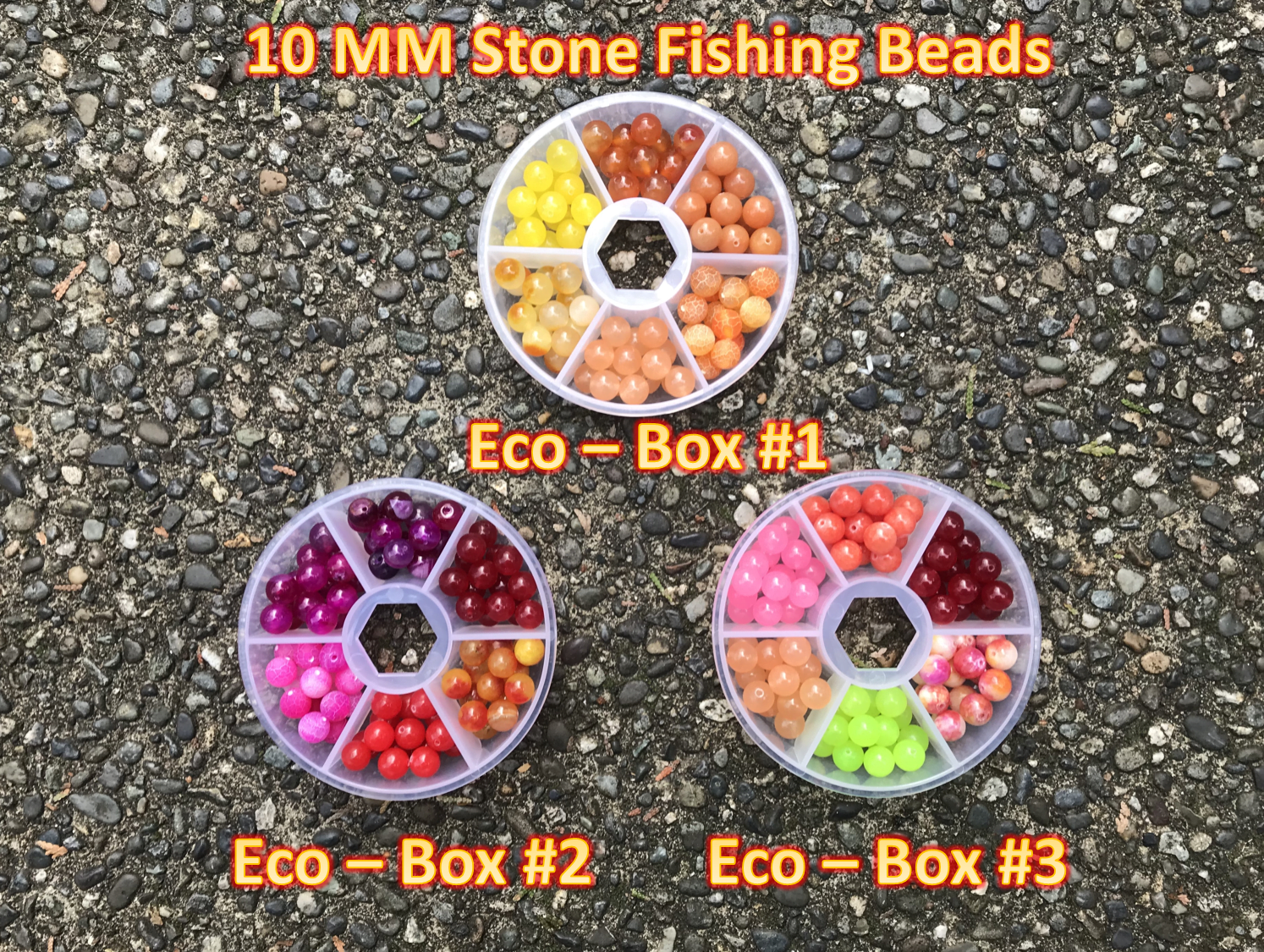 6 Color - 90 Count - 10mm Fishing Bead Wheel Combo Packs - Stone