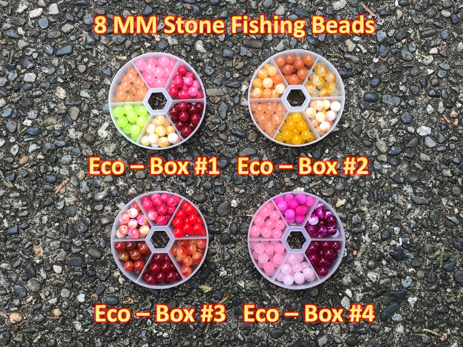 6 Color - 90 Count - 8mm Fishing Bead Wheel Combo Packs - Stone