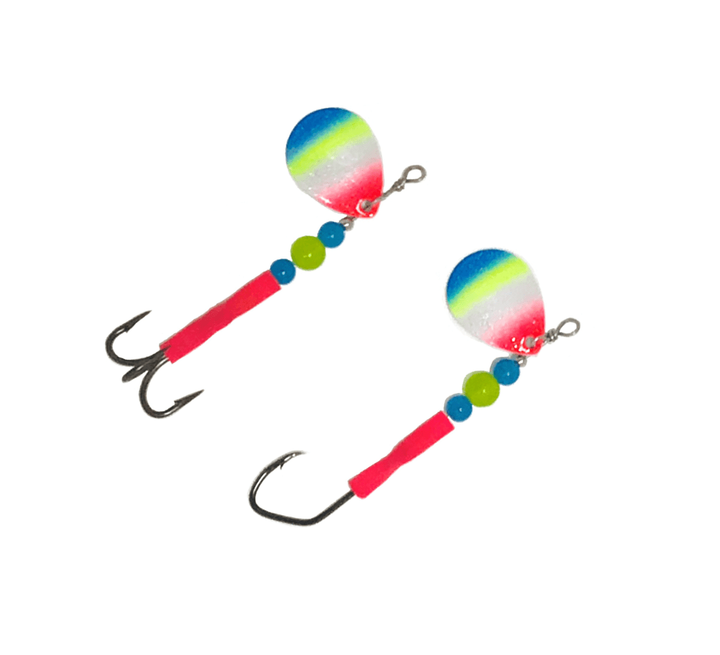 3.5 UV Painted Rainbow Colorado blade Rainbow Dash” Dirty Troll Trolling  Spinners By SCB - Stone Cold Fishing Beads
