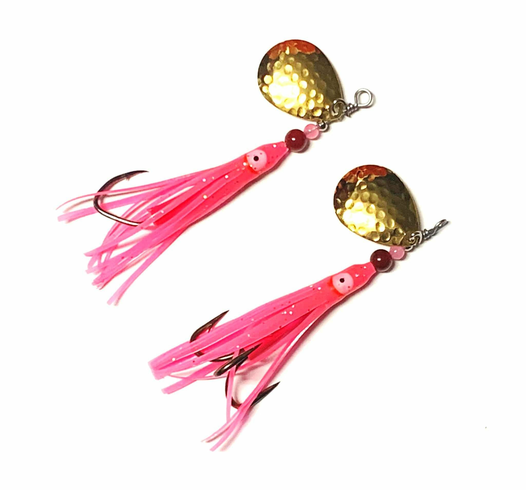3.5 24k Gold Plated Hammered Brass Colorado our Hammered Pinky” Dirty  Troll Salmon Trolling Spinner - Stone Cold Fishing Beads