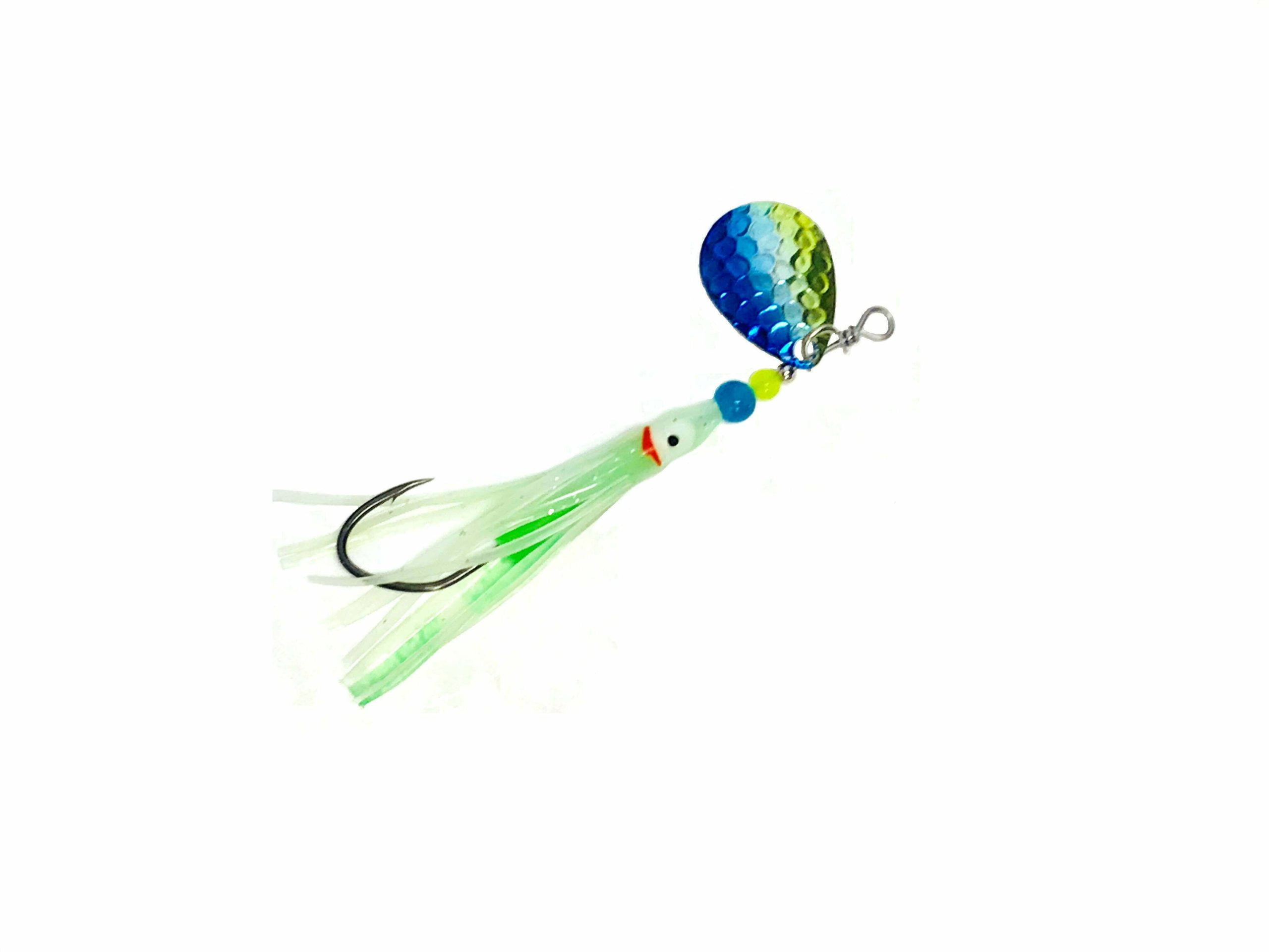 The Dirty Troll #3.5 hammered UV Painted Colorado Ultra Glow Squid”  Hoochie Trolling Spinner By SCB - Stone Cold Fishing Beads